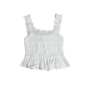 Unlimited White Crochet Peplum Tank Top | Size Unknown (See Measurements)